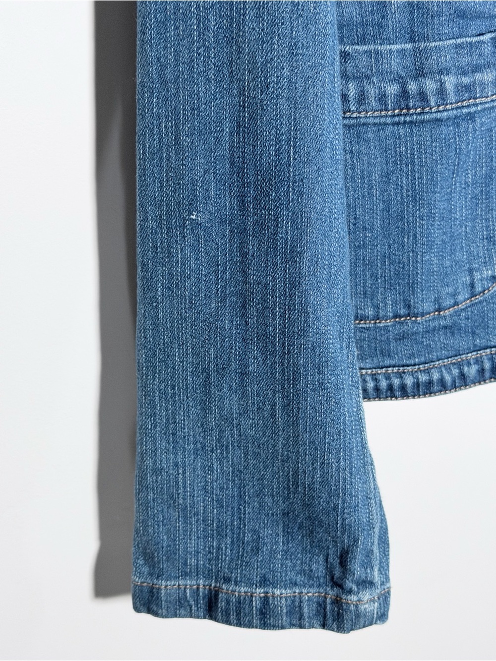 Roz & Ali Medium Blue Denim Blazer Jacket with Scalloped Notch Collar - Picture 8 of 10